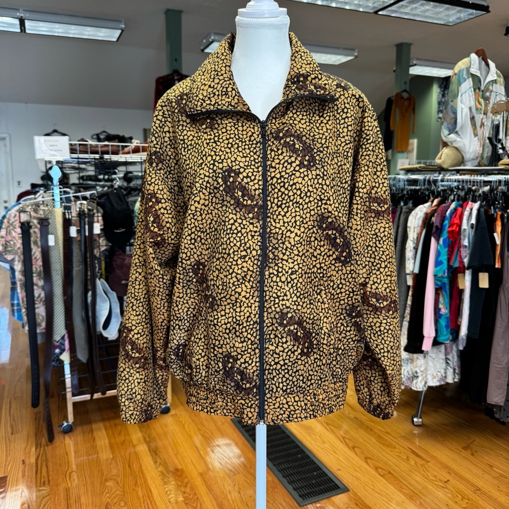 Vintage EVR Leopard Print Windbreaker Full Zip Jacket